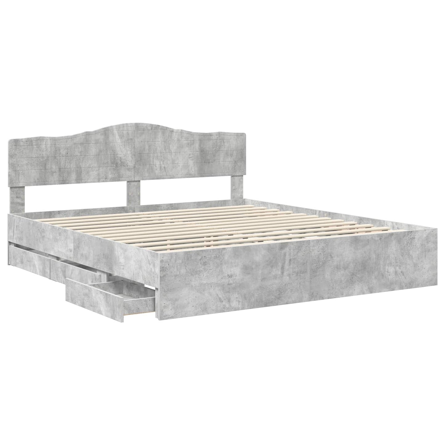 vidaXL Bed Frame with Drawer Concrete Grey 180 x 200 cm Engineer Wood