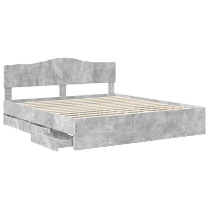 vidaXL Bed Frame with Drawer Concrete Grey 180 x 200 cm Engineer Wood