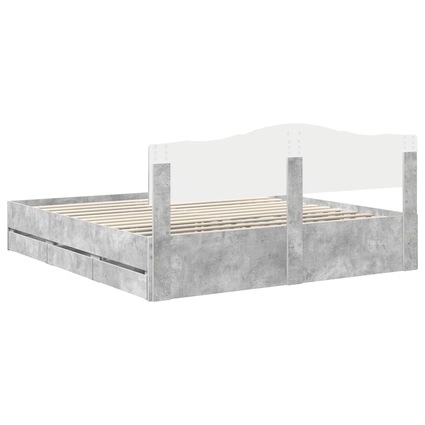 vidaXL Bed Frame with Drawer Concrete Grey 180 x 200 cm Engineer Wood