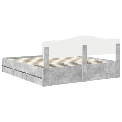 vidaXL Bed Frame with Drawer Concrete Grey 180 x 200 cm Engineer Wood
