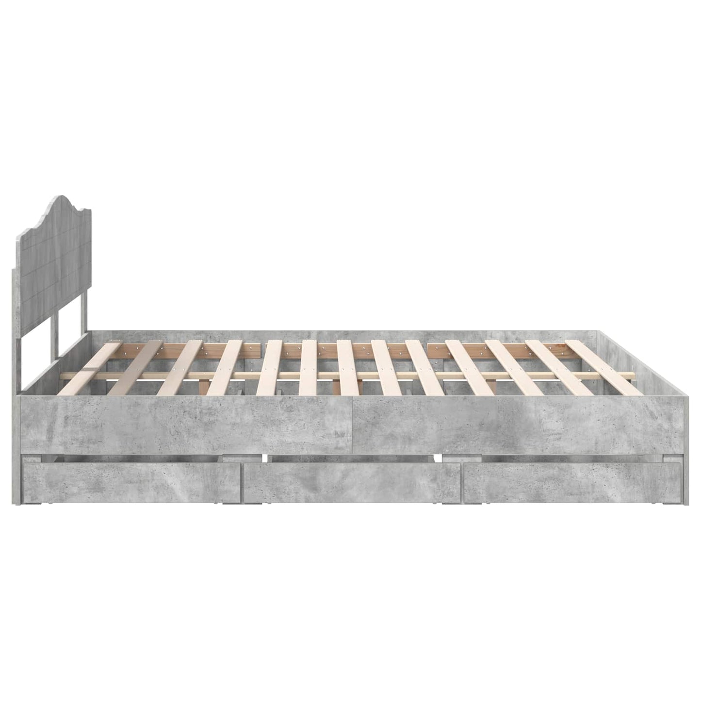 vidaXL Bed Frame with Drawer Concrete Grey 180 x 200 cm Engineer Wood