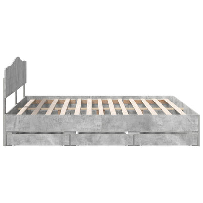 vidaXL Bed Frame with Drawer Concrete Grey 180 x 200 cm Engineer Wood