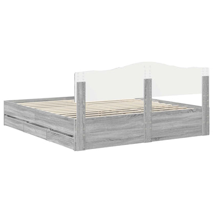 vidaXL Bed Frame with Drawer Grey Sonoma 180 x 200 cm Engineer Wood