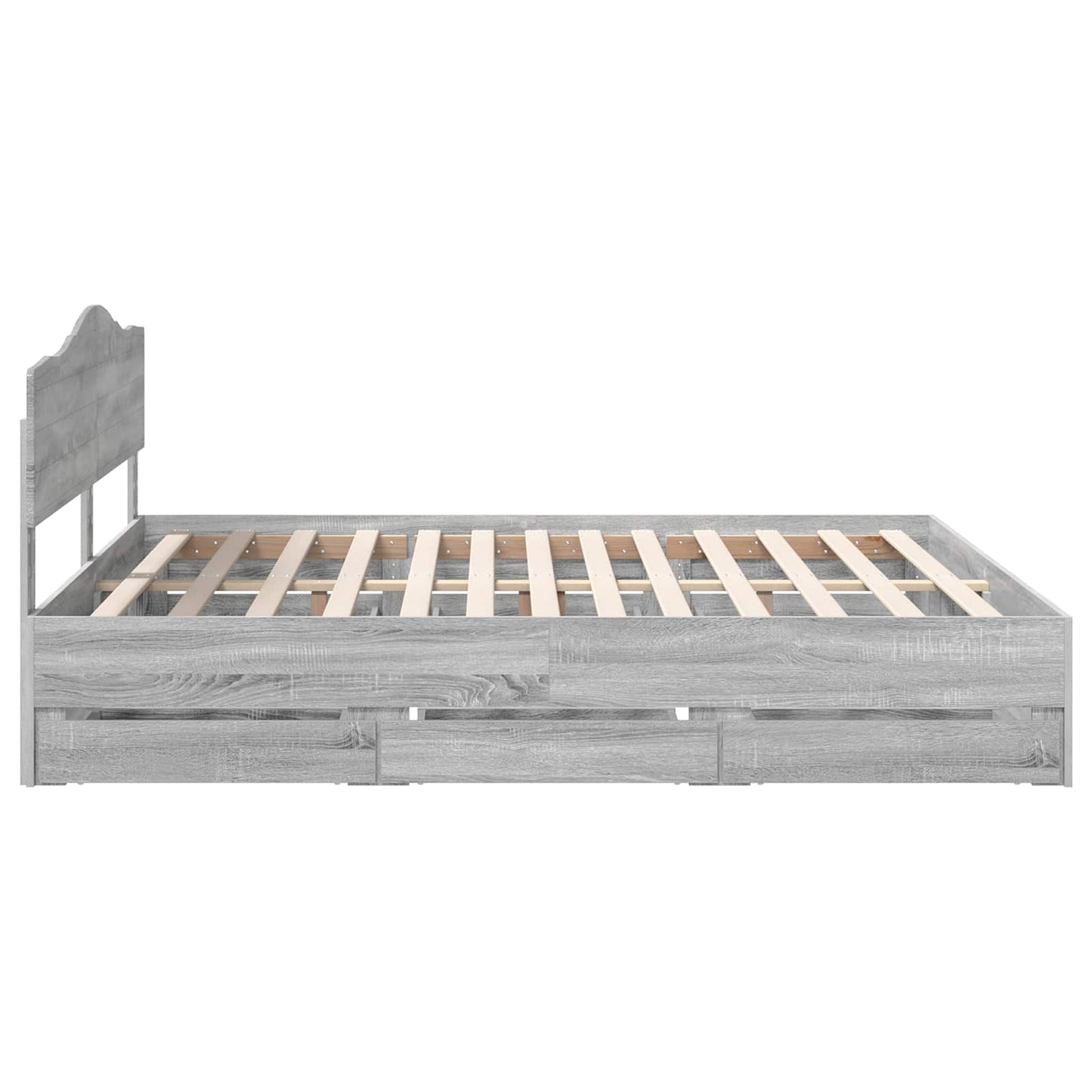 vidaXL Bed Frame with Drawer Grey Sonoma 180 x 200 cm Engineer Wood