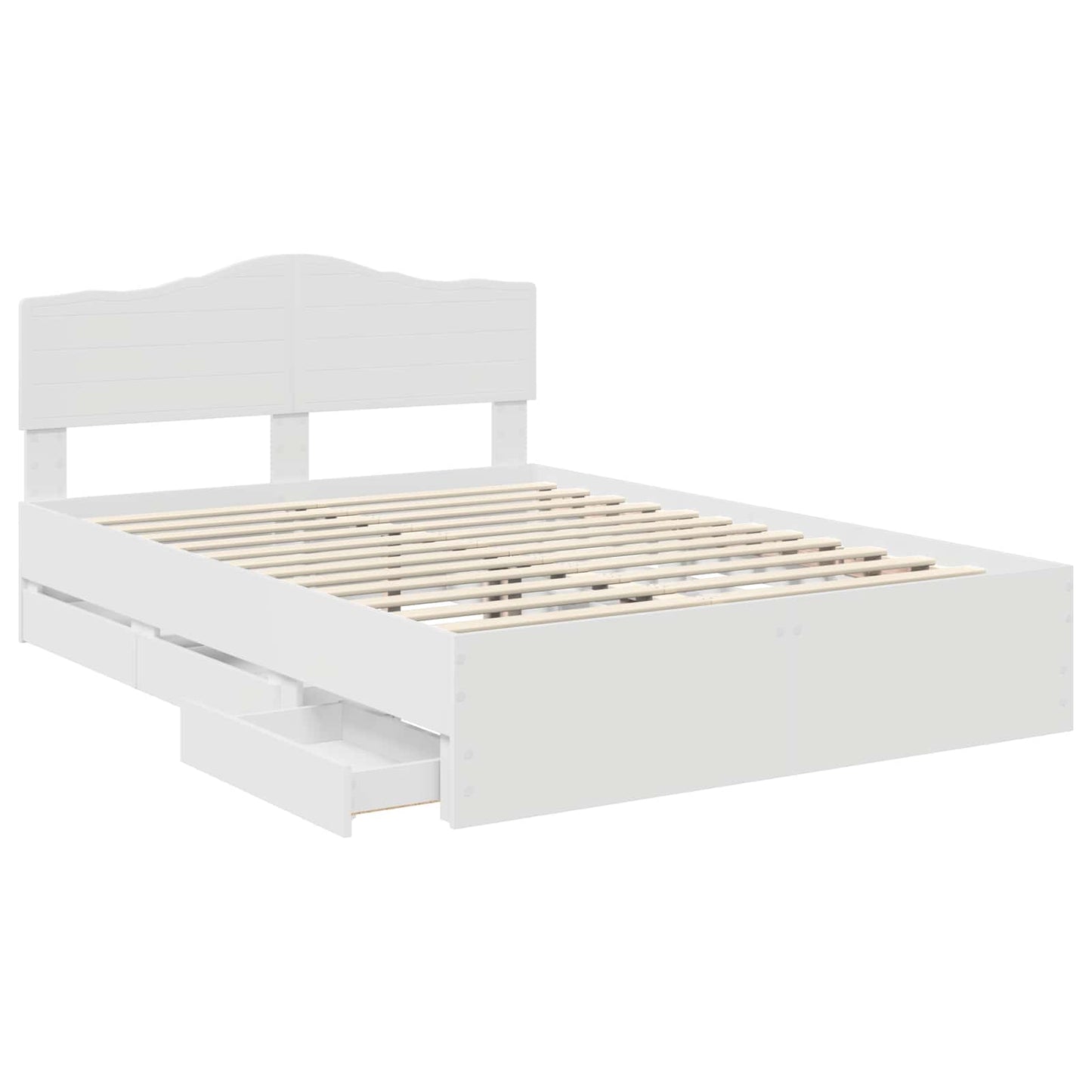 vidaXL Bed Frame with Drawer White 160 x 200 cm Engineer Wood