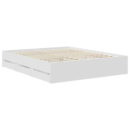 vidaXL Bed Frame with Drawer White 160 x 200 cm Engineer Wood