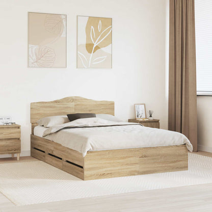 vidaXL Bed Frame with Drawer Sonoma Oak 160 x 200 cm Engineer Wood