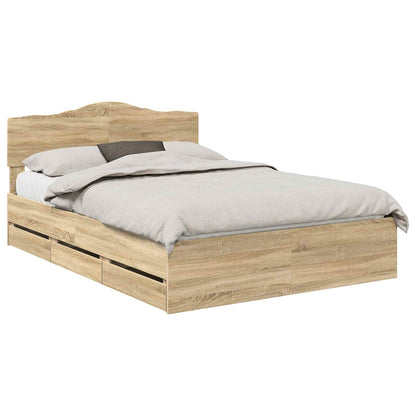 vidaXL Bed Frame with Drawer Sonoma Oak 160 x 200 cm Engineer Wood