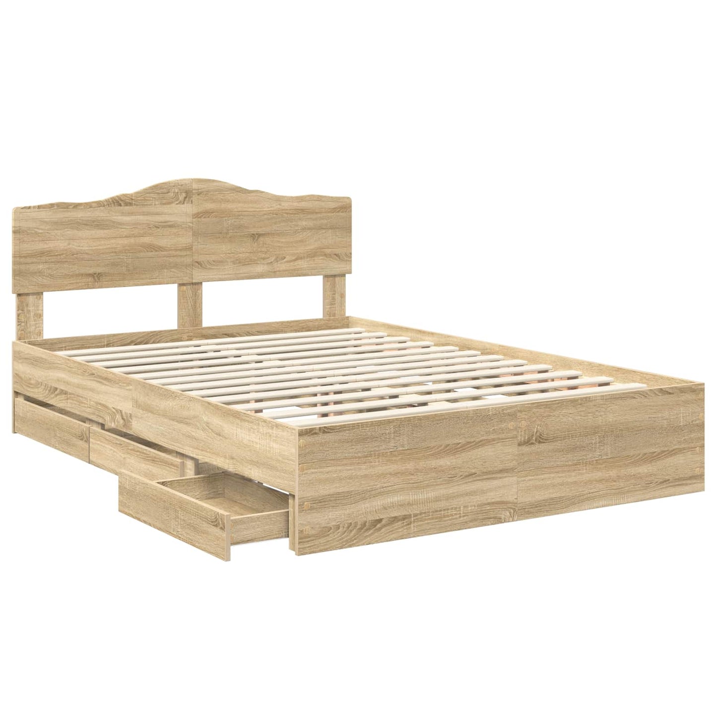 vidaXL Bed Frame with Drawer Sonoma Oak 160 x 200 cm Engineer Wood