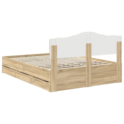 vidaXL Bed Frame with Drawer Sonoma Oak 160 x 200 cm Engineer Wood
