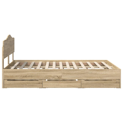 vidaXL Bed Frame with Drawer Sonoma Oak 160 x 200 cm Engineer Wood
