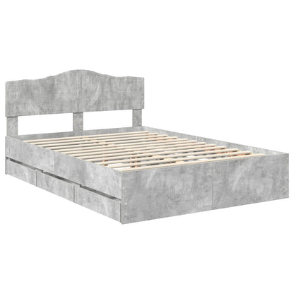 vidaXL Bed Frame with Drawer Concrete Grey 160 x 200 cm Engineer Wood