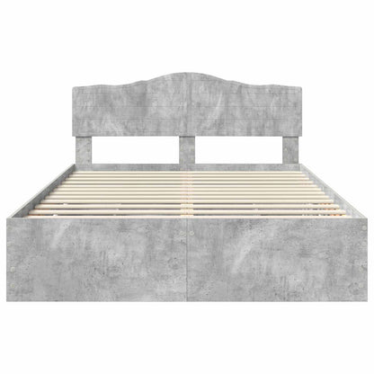 vidaXL Bed Frame with Drawer Concrete Grey 160 x 200 cm Engineer Wood