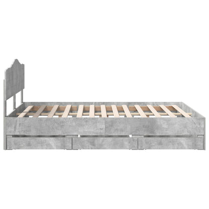 vidaXL Bed Frame with Drawer Concrete Grey 160 x 200 cm Engineer Wood