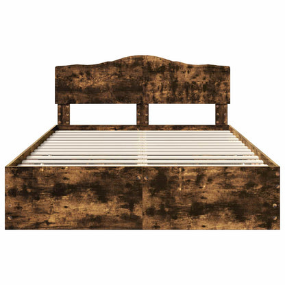 vidaXL Bed Frame with Drawer Smoked Oak 160 x 200 cm Engineer Wood