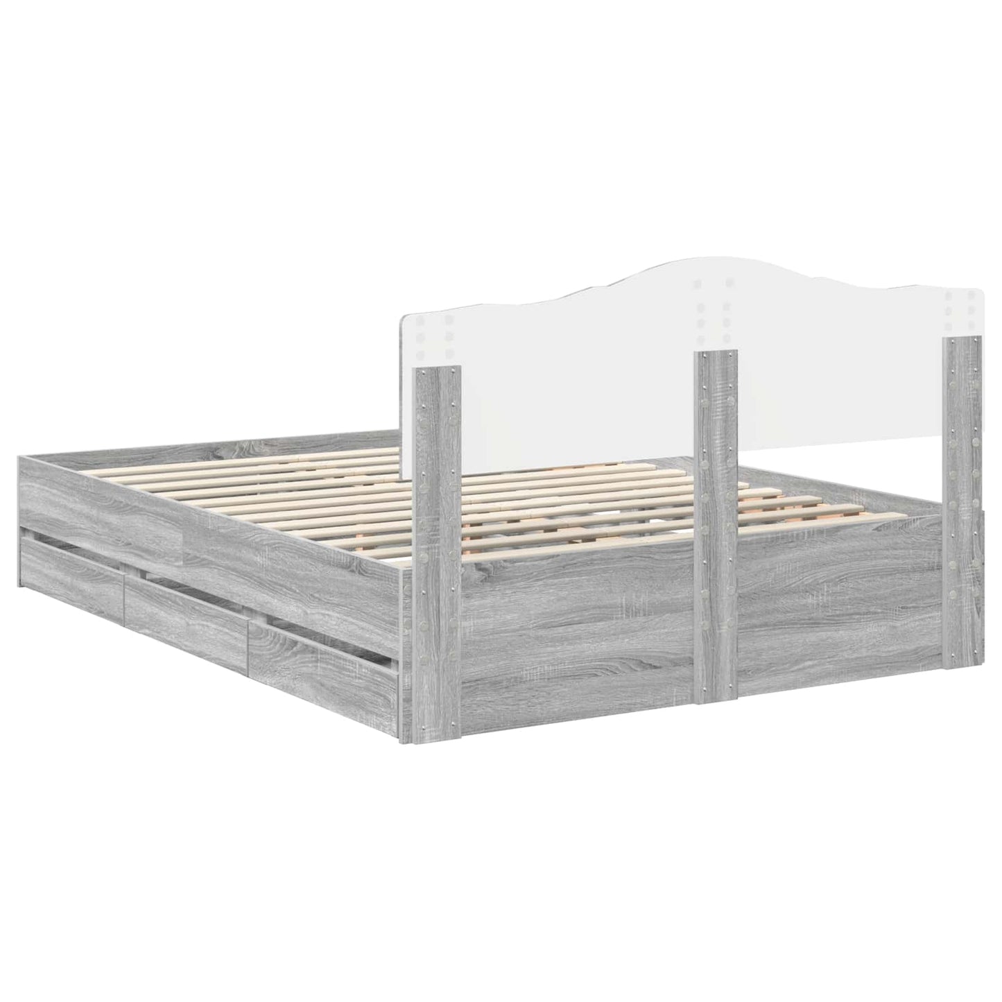 vidaXL Bed Frame with Drawer Grey Sonoma 160 x 200 cm Engineer Wood