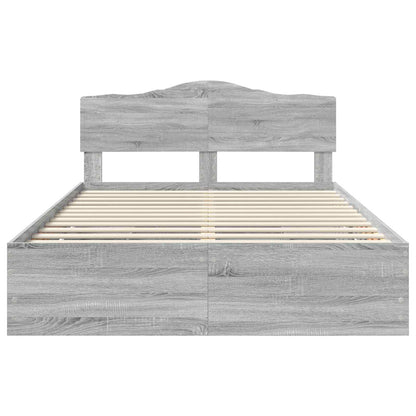 vidaXL Bed Frame with Drawer Grey Sonoma 160 x 200 cm Engineer Wood