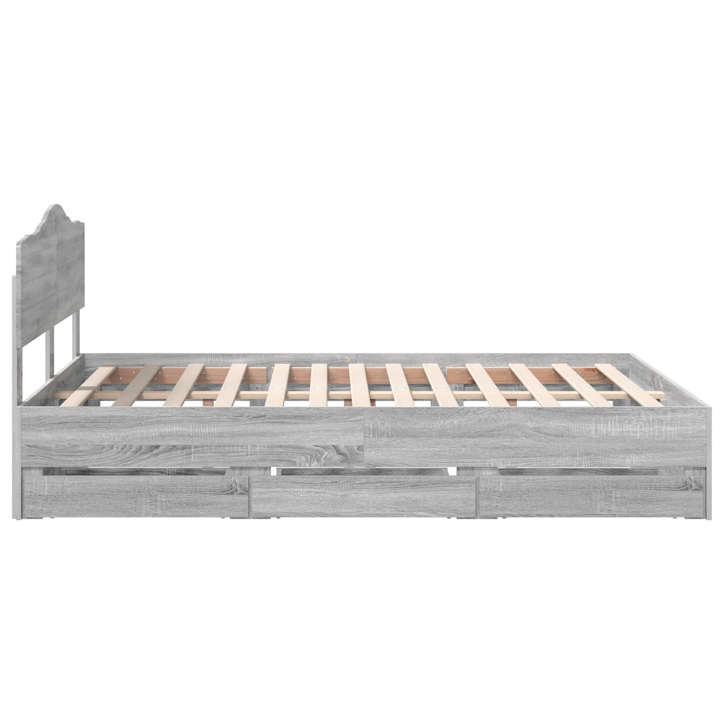 vidaXL Bed Frame with Drawer Grey Sonoma 160 x 200 cm Engineer Wood
