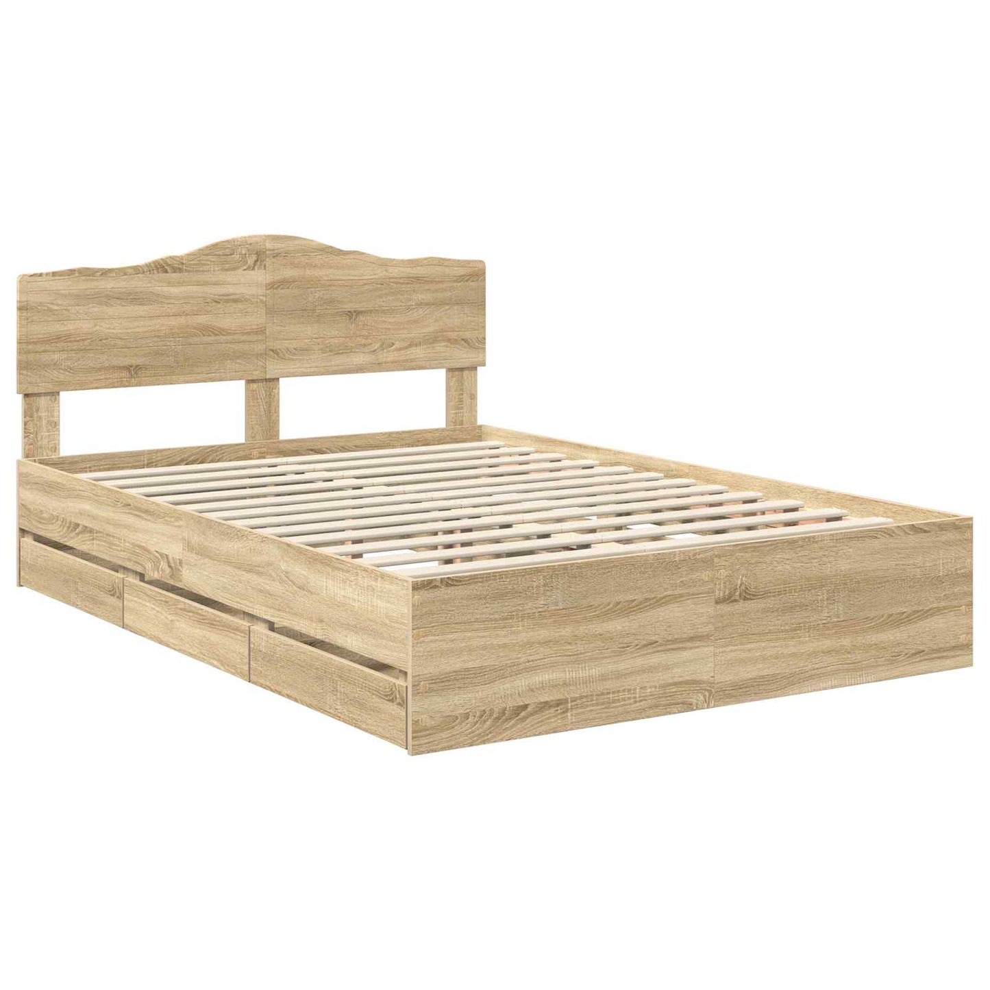 vidaXL Bed Frame with Drawer Sonoma Oak 140 x 200 cm Engineer Wood