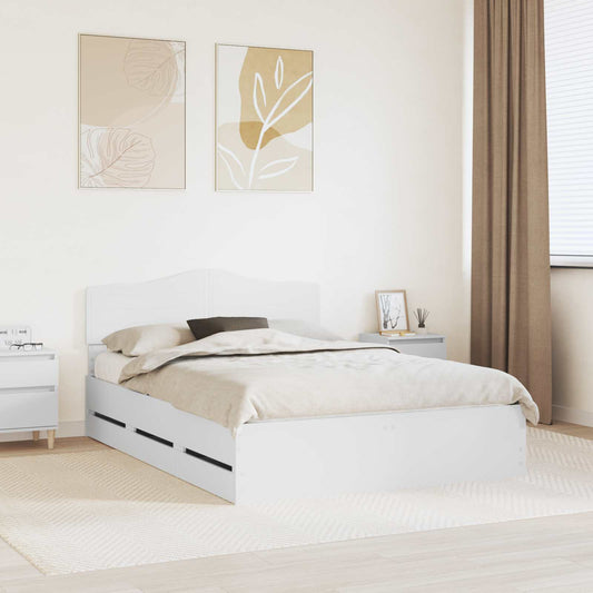 vidaXL Bed Frame with Drawer White 140 x 190 cm Engineer Wood