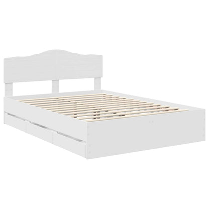 vidaXL Bed Frame with Drawer White 140 x 190 cm Engineer Wood