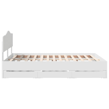 vidaXL Bed Frame with Drawer White 140 x 190 cm Engineer Wood