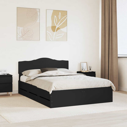 vidaXL Bed Frame with Drawer Black 140 x 190 cm Engineer Wood