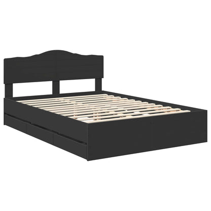 vidaXL Bed Frame with Drawer Black 140 x 190 cm Engineer Wood