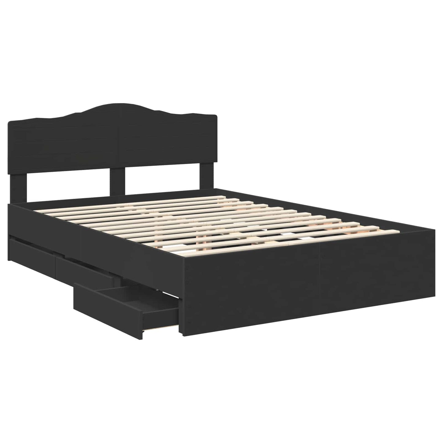 vidaXL Bed Frame with Drawer Black 140 x 190 cm Engineer Wood