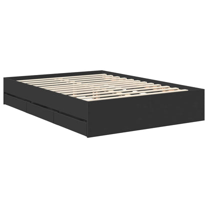 vidaXL Bed Frame with Drawer Black 140 x 190 cm Engineer Wood