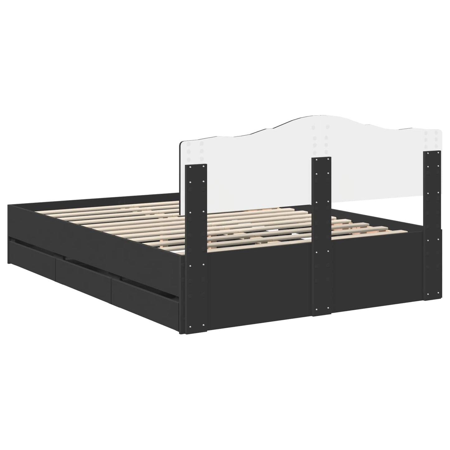 vidaXL Bed Frame with Drawer Black 140 x 190 cm Engineer Wood