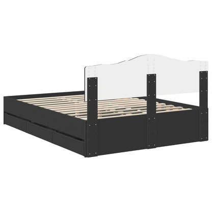 vidaXL Bed Frame with Drawer Black 140 x 190 cm Engineer Wood