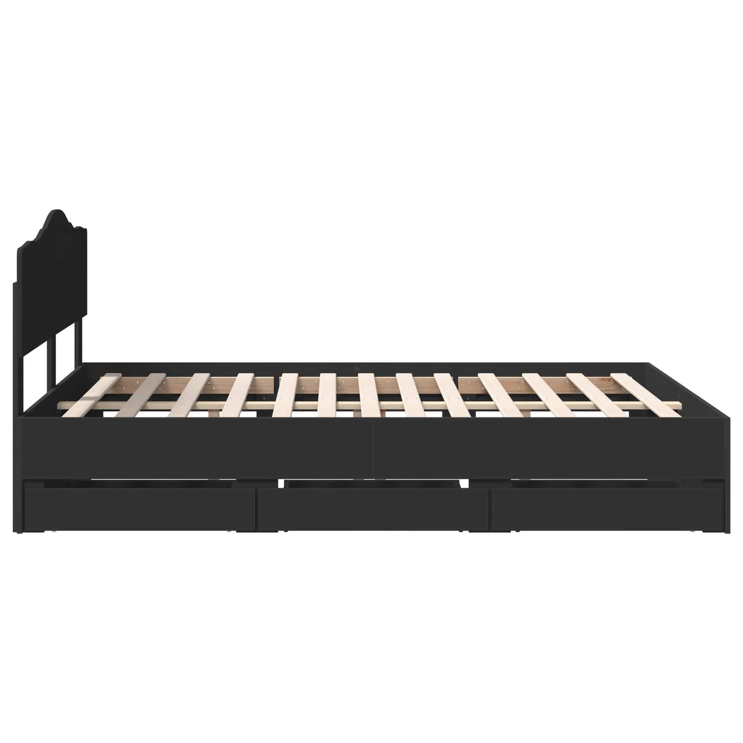 vidaXL Bed Frame with Drawer Black 140 x 190 cm Engineer Wood