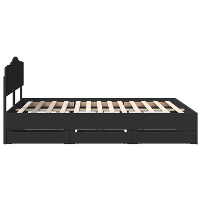 vidaXL Bed Frame with Drawer Black 140 x 190 cm Engineer Wood