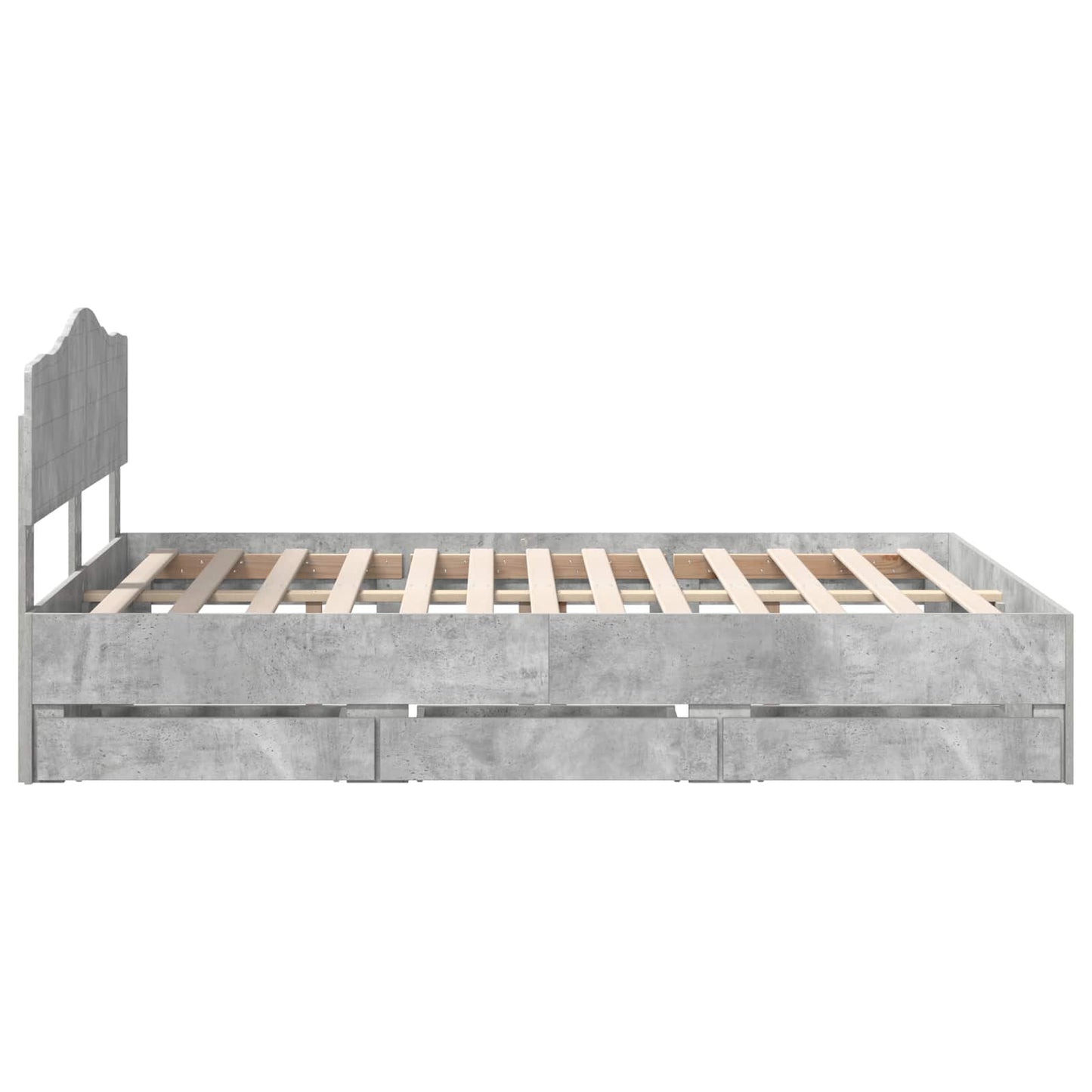 vidaXL Bed Frame with Drawer Concrete Grey 140 x 190 cm Engineer Wood