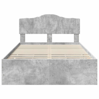 vidaXL Bed Frame with Drawer Concrete Grey 135 x 190 cm Engineer Wood