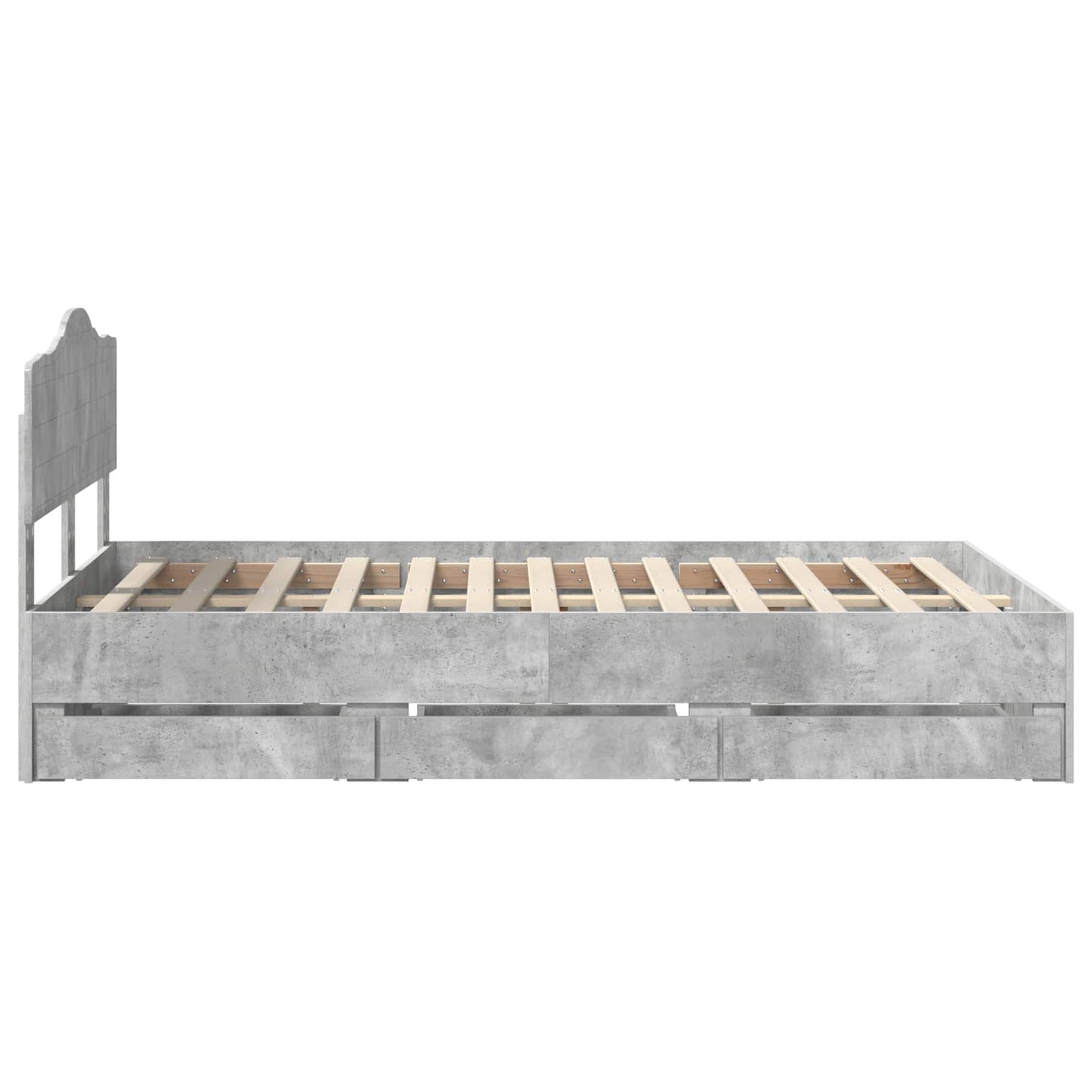 vidaXL Bed Frame with Drawer Concrete Grey 135 x 190 cm Engineer Wood