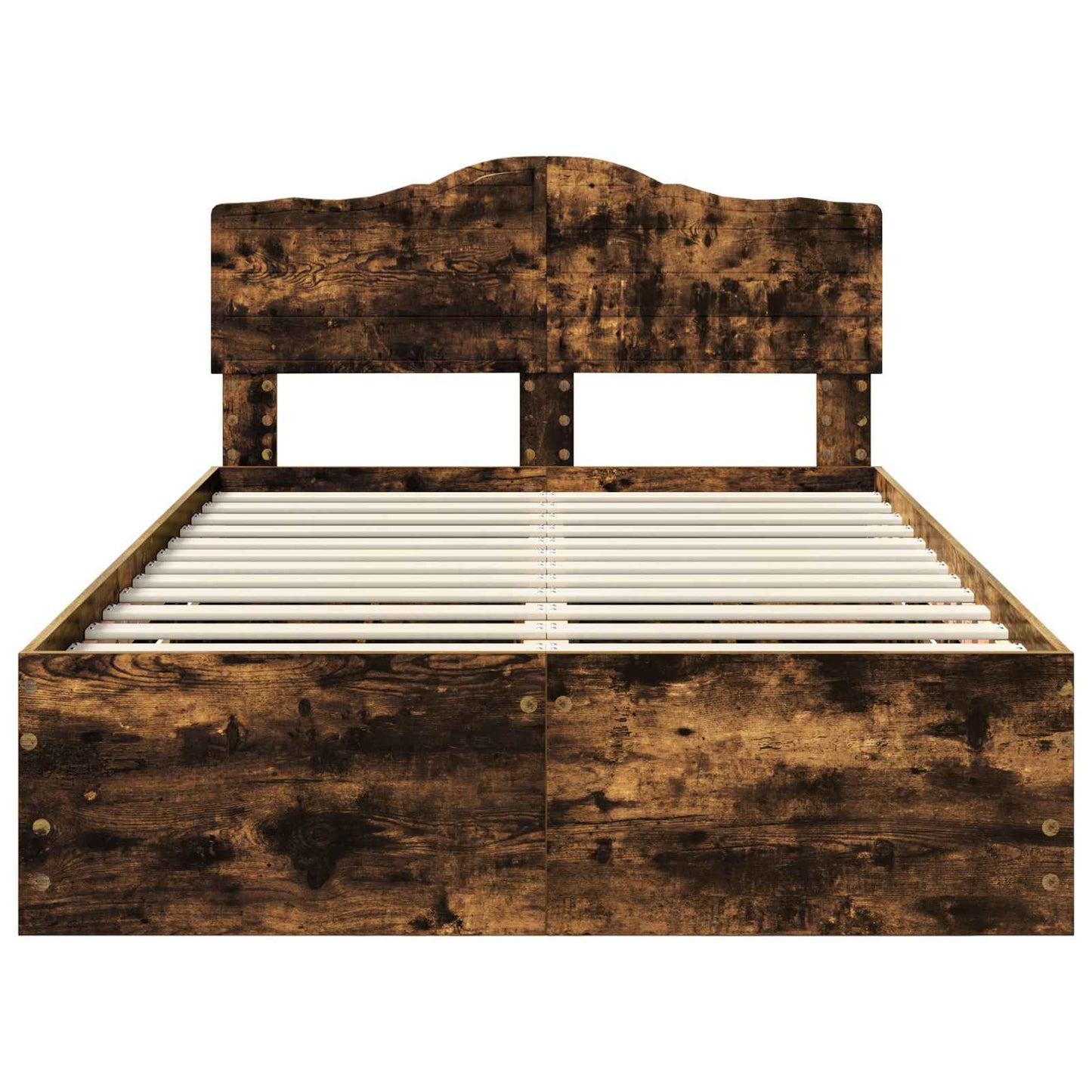 vidaXL Bed Frame with Drawer Smoked Oak 135 x 190 cm Engineer Wood