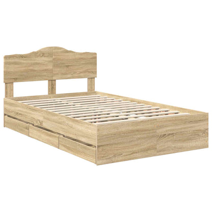 vidaXL Bed Frame with Drawer Sonoma Oak 120 x 200 cm Engineer Wood