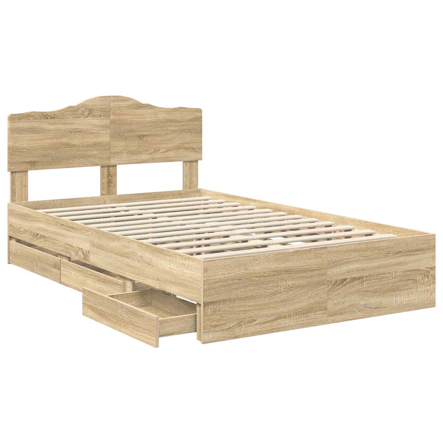 vidaXL Bed Frame with Drawer Sonoma Oak 120 x 200 cm Engineer Wood
