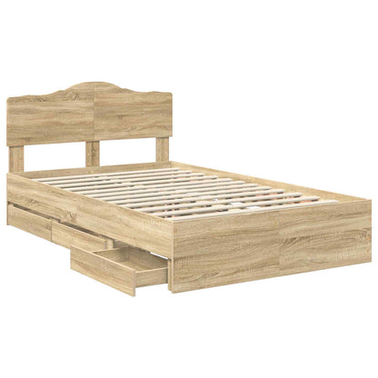 vidaXL Bed Frame with Drawer Sonoma Oak 120 x 200 cm Engineer Wood