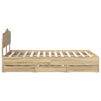 vidaXL Bed Frame with Drawer Sonoma Oak 120 x 200 cm Engineer Wood