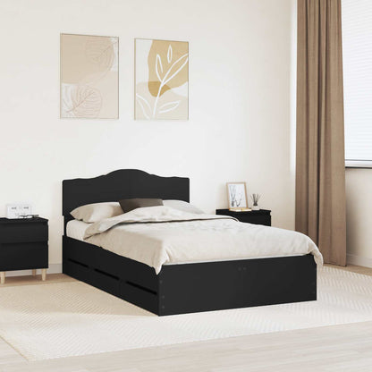 vidaXL Bed Frame with Drawer Black 120 x 190 cm Engineer Wood