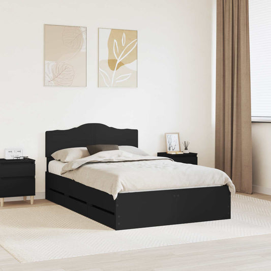 vidaXL Bed Frame with Drawer Black 120 x 190 cm Engineer Wood