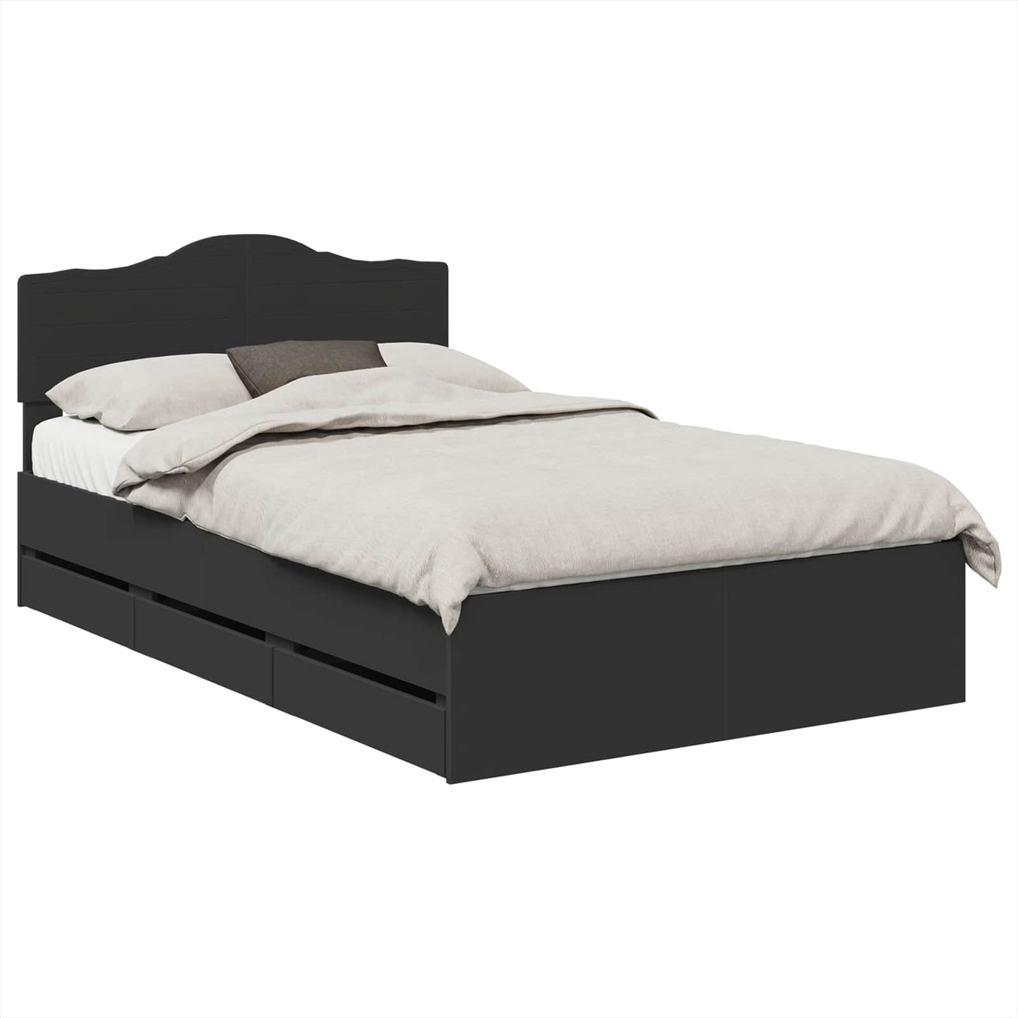 vidaXL Bed Frame with Drawer Black 120 x 190 cm Engineer Wood
