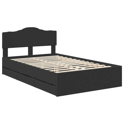 vidaXL Bed Frame with Drawer Black 120 x 190 cm Engineer Wood