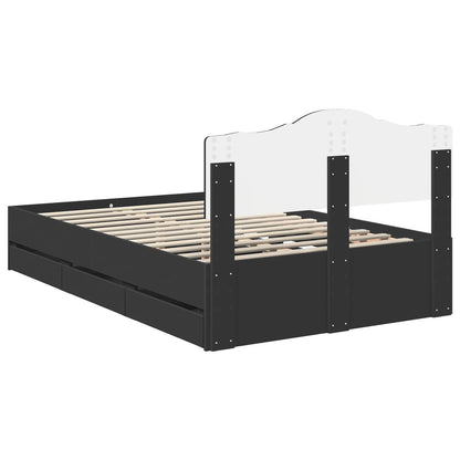 vidaXL Bed Frame with Drawer Black 120 x 190 cm Engineer Wood
