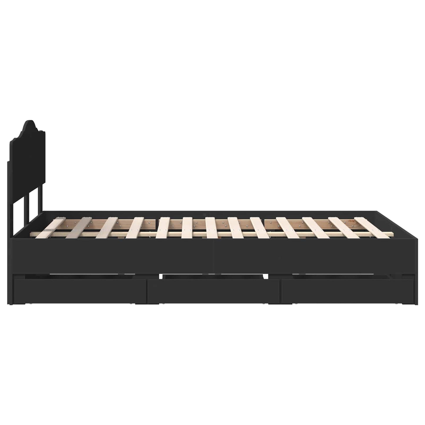 vidaXL Bed Frame with Drawer Black 120 x 190 cm Engineer Wood