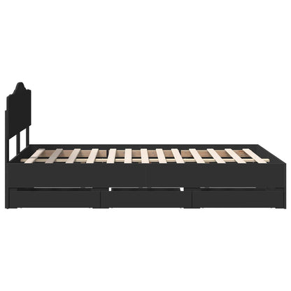 vidaXL Bed Frame with Drawer Black 120 x 190 cm Engineer Wood