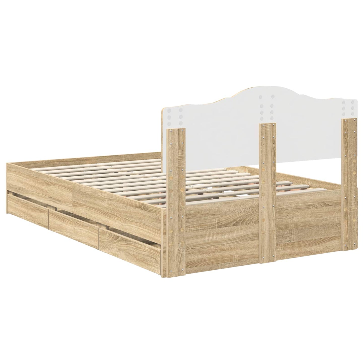 vidaXL Bed Frame with Drawer Sonoma Oak 120 x 190 cm Engineer Wood
